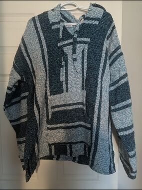 Taxco Black & White Striped Baja Crewneck Sweater